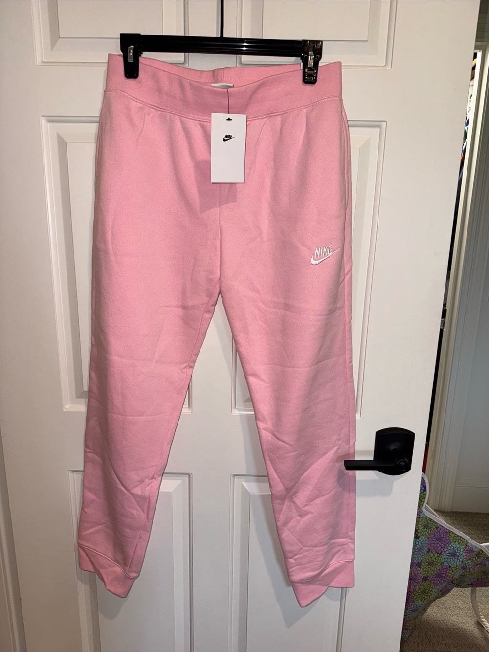 Nike Youth Pink Fleece Joggers with White Swoosh